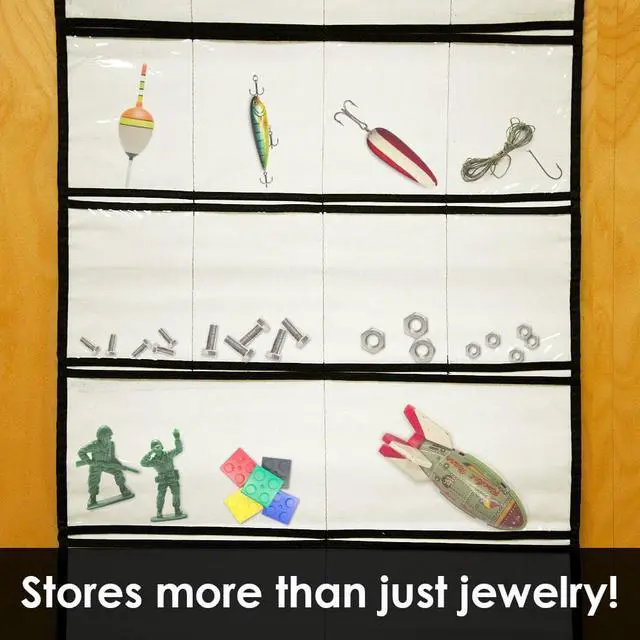 Alt view image 6 of 6 - Stylishly Stored 52 Pocket Hanging Canvas Jewelry Organizer