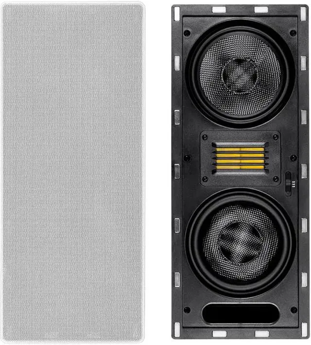 Alt view image 12 of 12 - Monoprice 3-Way Carbon Fiber In-Wall Column Speaker - 6.5 Inch With Ribbon Tweeter (Each) - Amber Series
