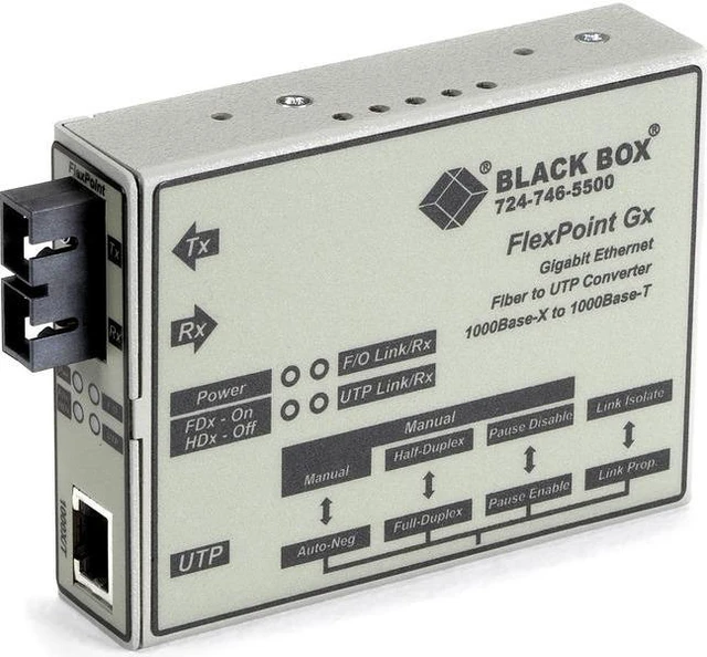 Alt view image 3 of 3 - Black Box LMC1004A-R3 FlexPoint Gigabit Ethernet (1000-Mbps) Media Converter