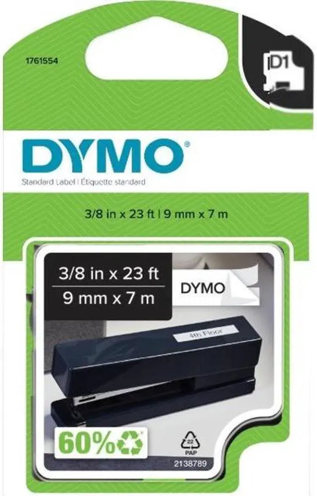 Alt view image 9 of 9 - Dymo Standard D1 3/8"x23' Label, Red Print, Blue Tape
