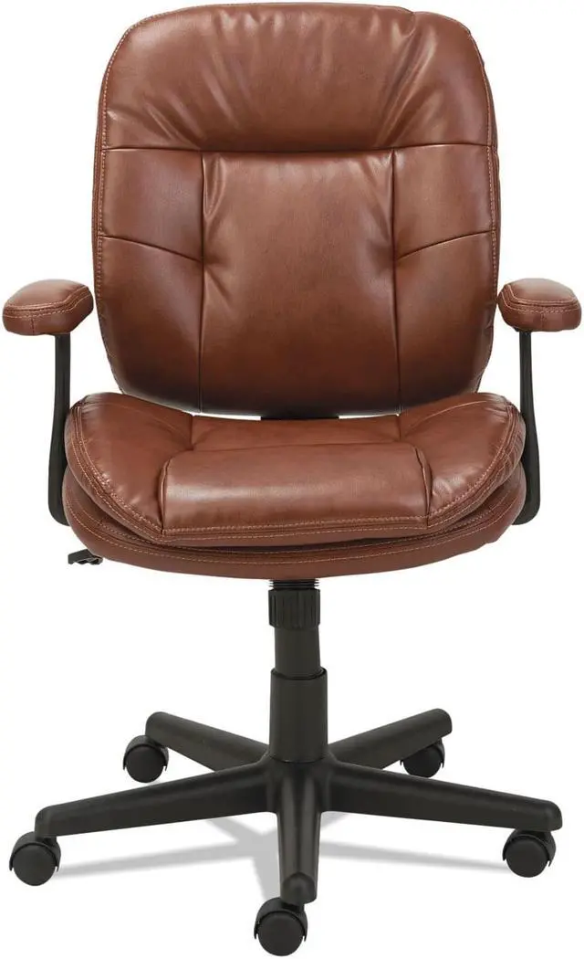 Alt view image 13 of 18 - OIF - OIFST4859 - Swivel/Tilt Leather Task Chair, Fixed T-Bar Arms, Chestnut Brown