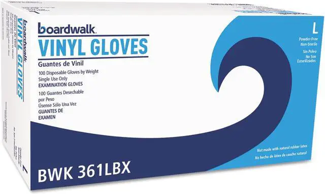 Main image of Boardwalk Exam Vinyl Gloves Clear Large 3 3/5 mil 1000/Carton BWK361LCT