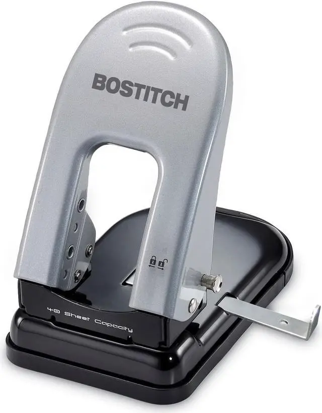 Alt view image 2 of 11 - Indulge Two-Hole Punch, 40-Sheet Capacity, Black/silver