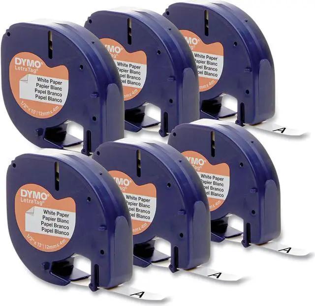 Alt view image 2 of 5 - Dymo Paper Label Tape Cassettes, 0.5" x 13 ft, White, 6/Pack (DYM2050826)