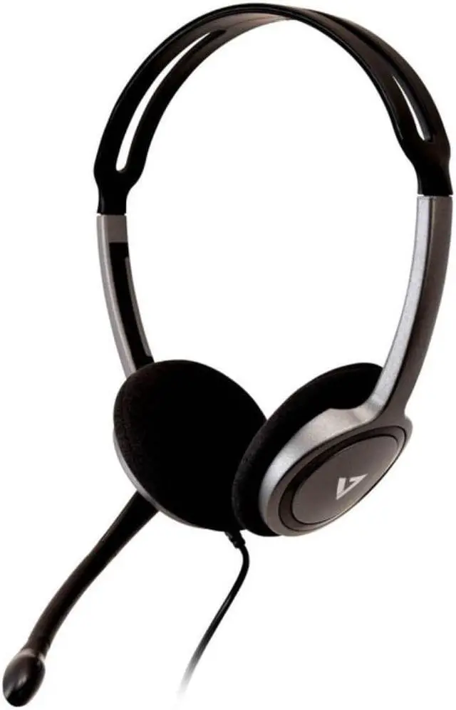 Alt view image 3 of 8 - V7 HA212 Lightweight Stereo Headset with Microphone - Black & Grey