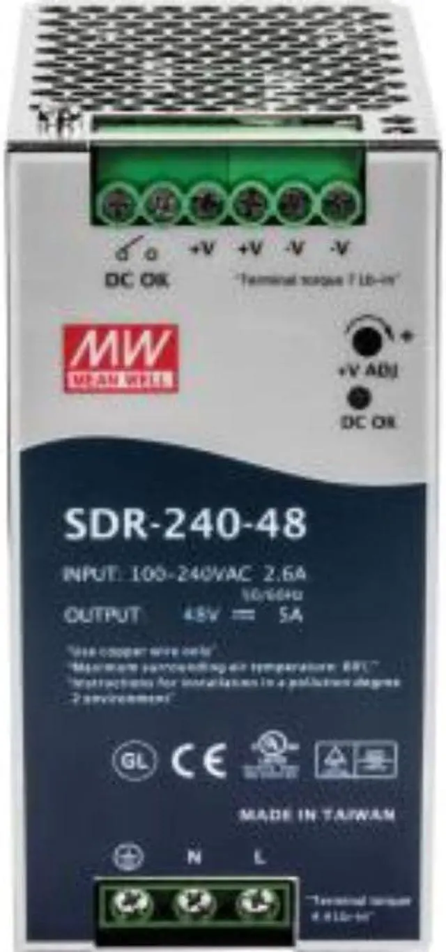 Alt view image 7 of 7 - TRENDnet TI-S24048 DIN Rail 48V 240W Power Supply for TI-PG80