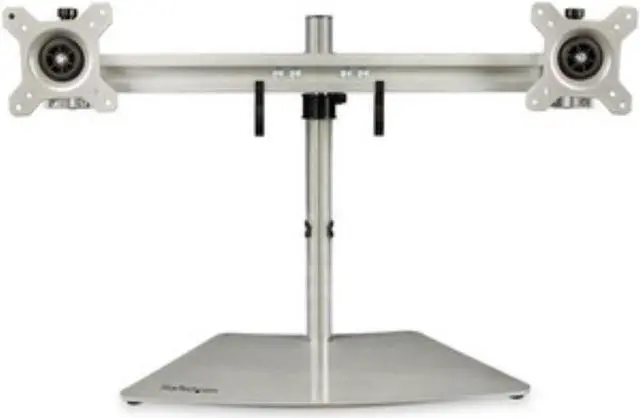 Alt view image 6 of 6 - Startech Dual-Monitor Stand - Horizontal - For up to 24" VESA Mount Monitors - Silver - Adjustable Computer Monitor Stand for Desk - Steel & Aluminum - Up to 24" Screen Support - 35.27 l
