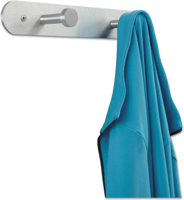 Alt view image 9 of 12 - Safco Nail Head Wall Coat Rack, Two Hooks, Metal, Satin Aluminum