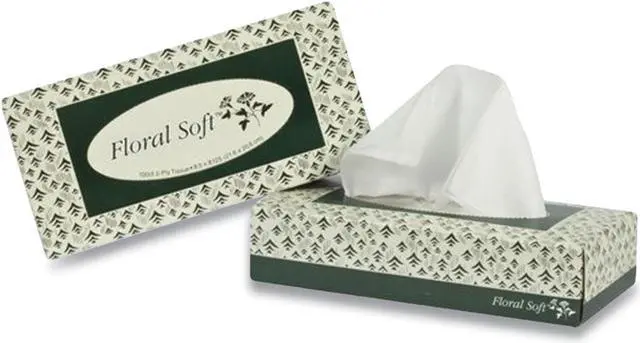 Main image of Floral Soft White Facial Tissue 2 Ply 8.13 x 8.5 30 Boxes/Carton F100