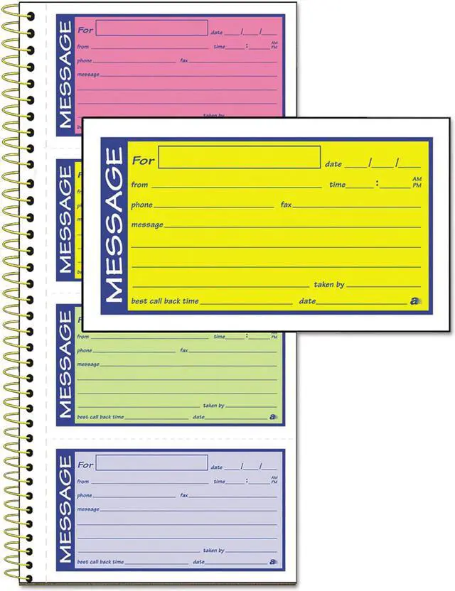 Alt view image 2 of 2 - Adams Business Forms SC1153RB Spiralbound Telephone Message Book  Carbonless Duplicate  Multicolors  200 Sets