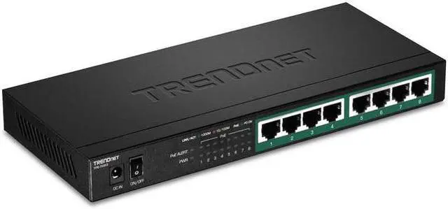 Alt view image 2 of 6 - TRENDnet 8-Port Gigabit PoE+ Switch, 65W PoE Power Budget, 16Gbps Switching Capacity, IEEE 802.1p QoS, DSCP Pass-Through Support, Fanless, Wall Mountable, Lifetime Protection, Black, TPE-TG83