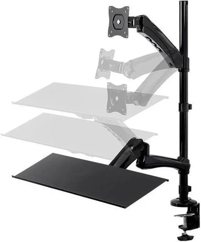 Alt view image 8 of 20 - Monoprice Sit-Stand Articulating Monitor and Keyboard Workstation | Made of High-Grade Aluminum and Steel