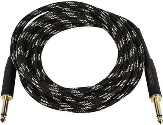 Alt view image 5 of 8 - Monoprice Braided Cloth 1/4 Inch (TS) Male 20AWG Instrument Cable Cord - 15 Feet- Black (Gold Plated)