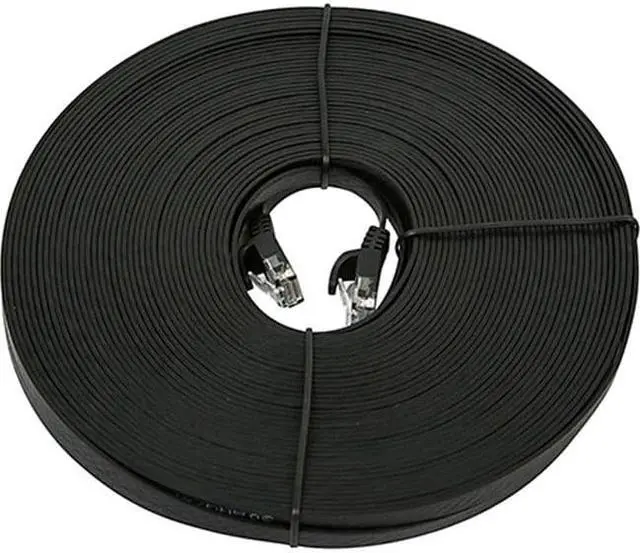 Alt view image 3 of 11 - Monoprice Cat5e Ethernet Patch Cable - 100 Feet - Black | Network Internet Cord - RJ45, Flat,Stranded, 350Mhz, UTP, Pure Bare Copper Wire, 30AWG
