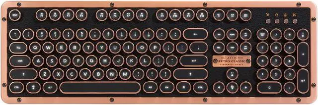 Alt view image 15 of 15 - azio retro classic bluetooth artisan luxury vintage backlit mechanical keyboard, black/copper mkretrolbt03us