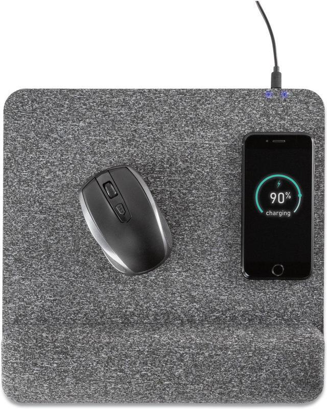 Powertrack Plush Wireless Charging Mouse Pad with Wrist Rest, 11.8 x 11.6, Gray Powertrack Plush Wireless Charging Mouse Pad with Wrist Rest, 11.8 x 11.6, Gray