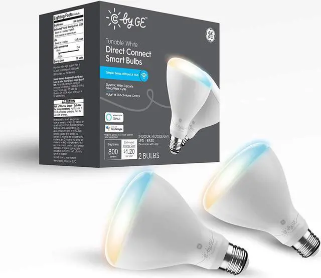 Alt view image 5 of 5 - C by GE Tunable White Direct Connect Smart Bulbs (2 LED BR30 Light Bulbs)