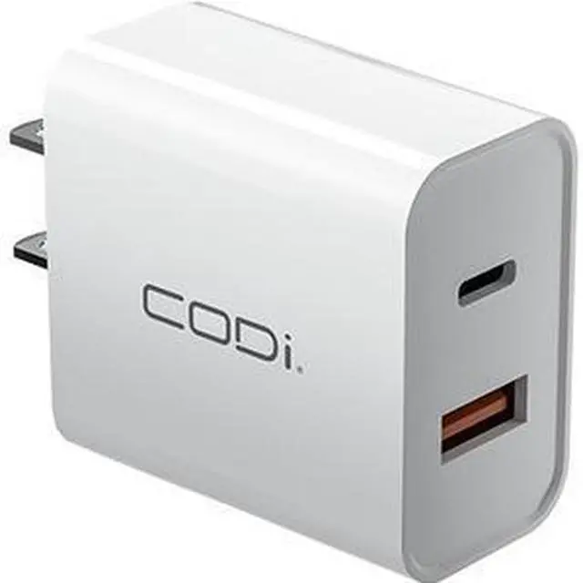 Main image of Codi A01102 White 20W Dual Port Wall Charger, USB-C and USB-A Outputs