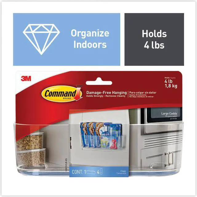 Alt view image 2 of 6 - Caddy CLR (4) STRP Command L 3M Adhesive Hooks HOM-15 Clear Amber 051141943169