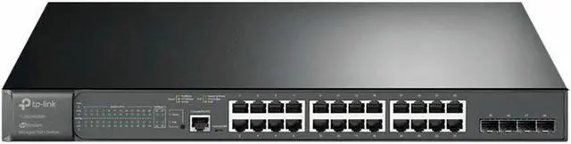 Alt view image 8 of 20 - TP-Link JetStream 28-Port Gigabit L2 Managed Switch with 24-Port PoE+ - 24 Ports - Manageable - 2 Layer Supported - Modular - 4 SFP Slots - 463.80 W Power Consumption - 384 W PoE Budget - Optical Fibe
