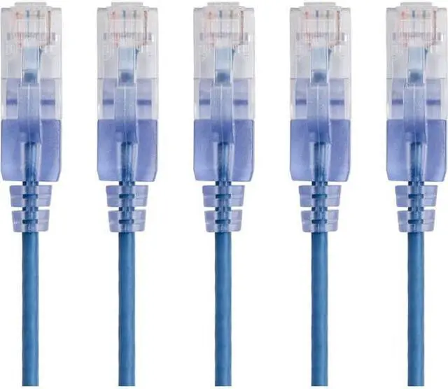 Alt view image 3 of 3 - Monoprice SlimRun Cat6A Ethernet Patch Cable - Network Internet Cord - RJ45, 550Mhz, UTP, Pure Bare Copper Wire, 10G, 30AWG, 10ft, Blue, 5-Pack