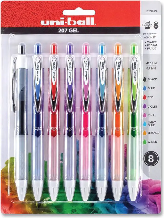 Alt view image 2 of 8 - Uni-ball Signo 207 Retractable Gel Pen Medium 0.7 mm Blue Ink 4/Pack 45532PP