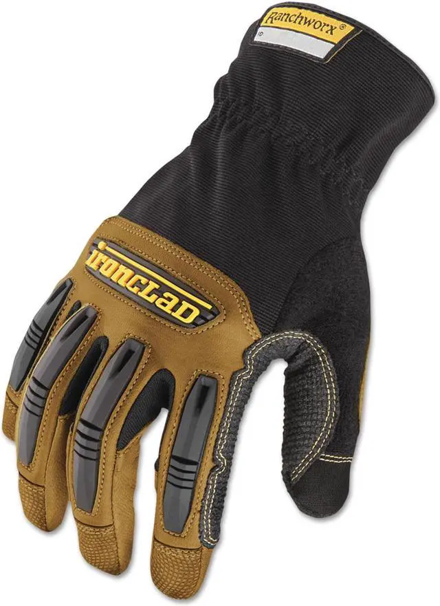Alt view image 2 of 4 - Ironclad Ranchworx Leather Gloves Black/Tan X-Large RWG205XL