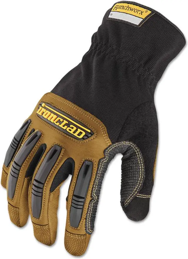 Alt view image 2 of 5 - Ranchworx Leather Gloves, Black/Tan, Large