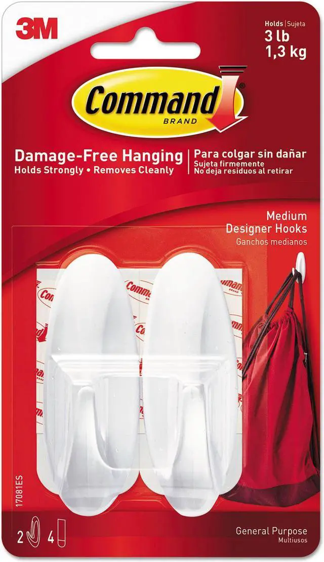Alt view image 8 of 16 - 3M 17081 Command Designer Medium Hooks 2 hooks, 4 strips