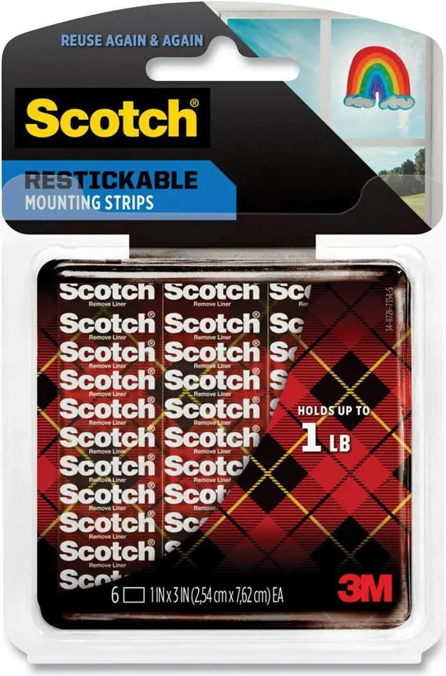 Alt view image 8 of 20 - Scotch Restickable Mounting Tabs 1" x 3" Clear 6/Pack R101