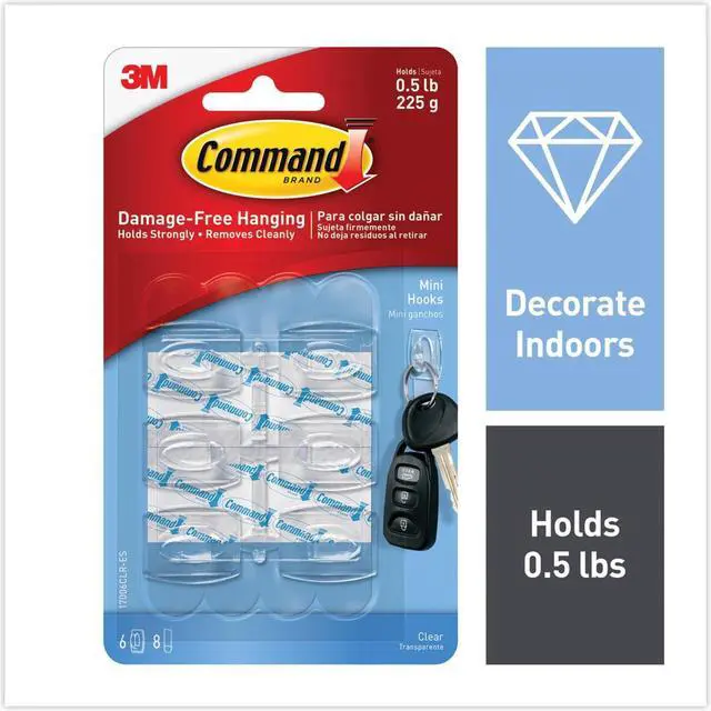 Alt view image 11 of 20 - 3M Command Clr Mini Hooks 17006CLR-ES-6PK Unit: EACH