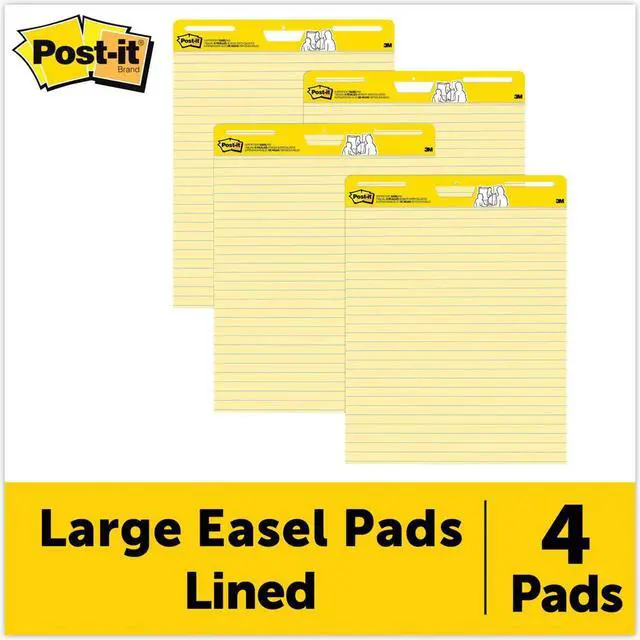 Alt view image 11 of 20 - 3M 561VAD4PK Self-Stick Easel Pads, Ruled, 25 x 30, Yellow, 4 30-Sheet Pads/Carton