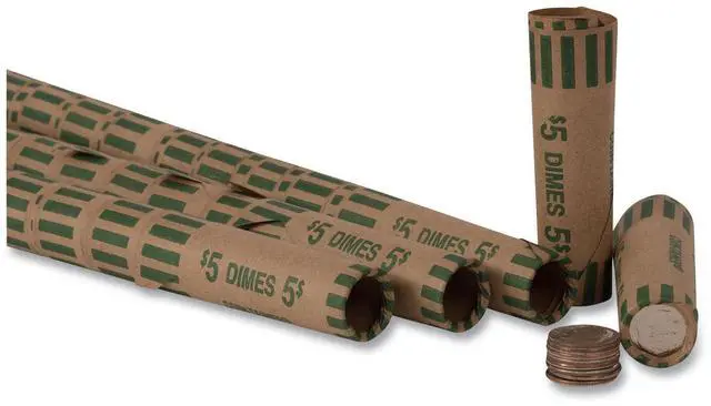 Alt view image 4 of 7 - Coin-Tainer Preformed Tubular Coin Wrappers Dimes $5 1000 Wrappers/Box 20010