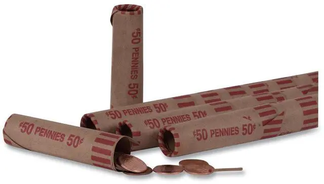 Alt view image 5 of 6 - Coin-Tainer Preformed Tubular Coin Wrappers Pennies $.50 1000 Wrappers/Box 20001