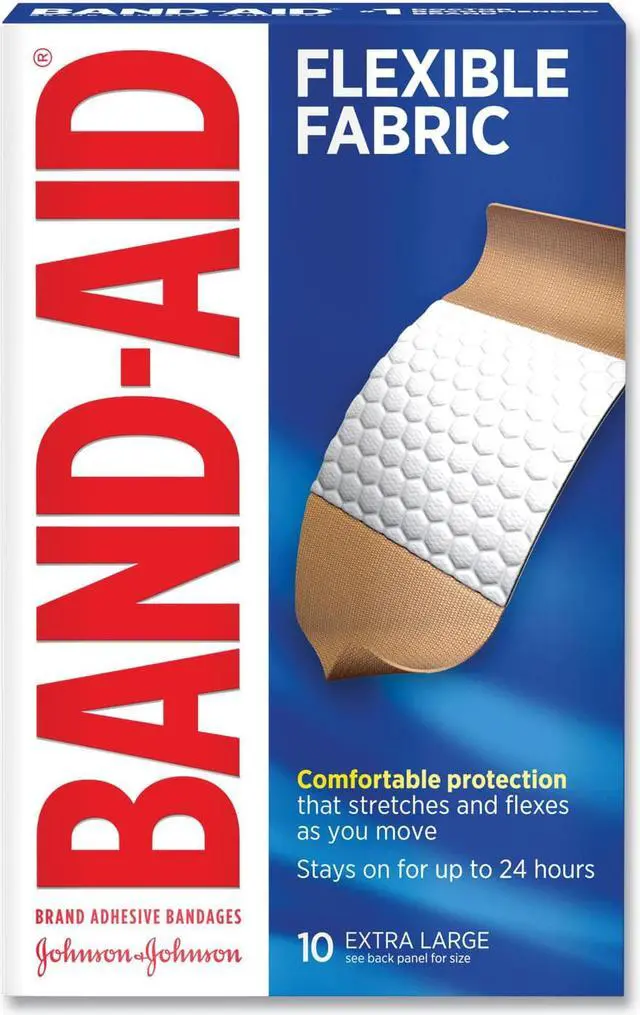 Alt view image 7 of 13 - Band-Aid Flexible Fabric Extra Large Adhesive Bandages, 1.25" X 4", 10/Box 5685