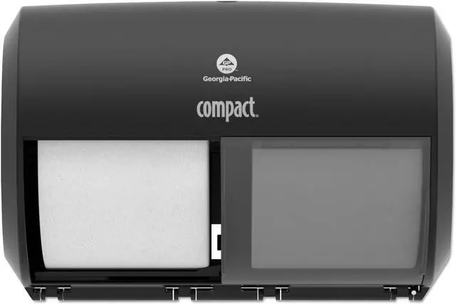 Alt view image 5 of 6 - Georgia Pacific 56784A Compact Coreless Side-By-Side Double Roll Tissue Dispenser, 11.5 Inch X 8 Inch , Black