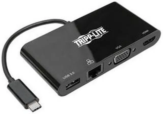 Alt view image 7 of 20 - Tripp Lite Usb C Docking Station Adapter Converter 4K W/ Hdmi Vga Gigabit Ethernet Usb-A Hub Black Thunderbolt 3 Compatible