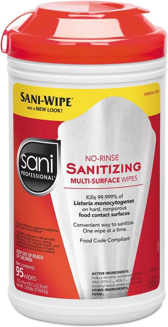Alt view image 4 of 16 - No-Rinse Sanitizing Multi-Surface Wipes, White, 95/Container P56784EA