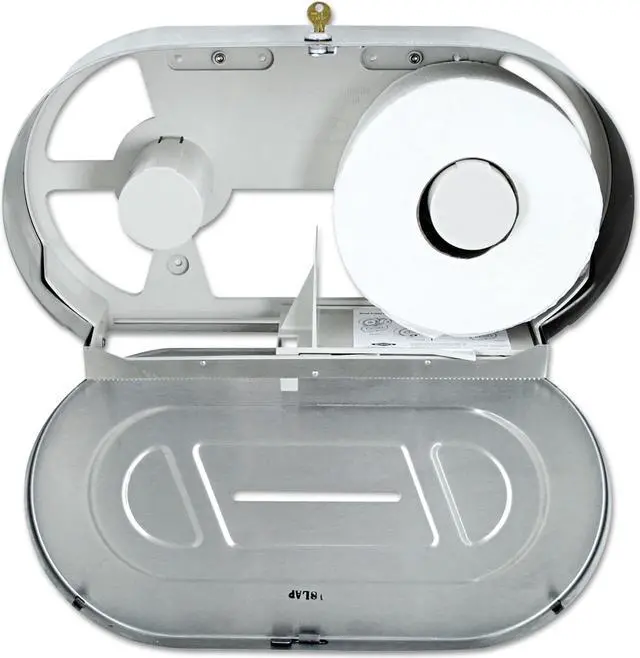 Alt view image 3 of 15 - Bobrick Toilet Tissue 2 Roll Dispenser Stainless Steel Jumbo 2892