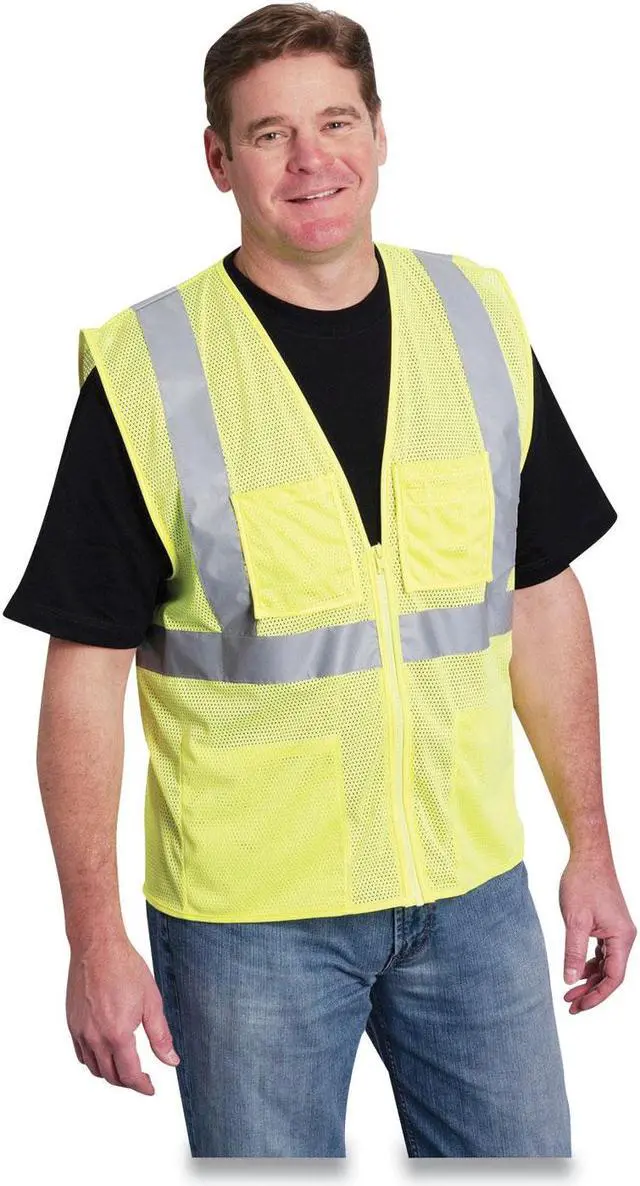 Main image of Pip Zipper Safety Vest, Hi-Viz Lime Yellow, X-Large, Each (PID176847)