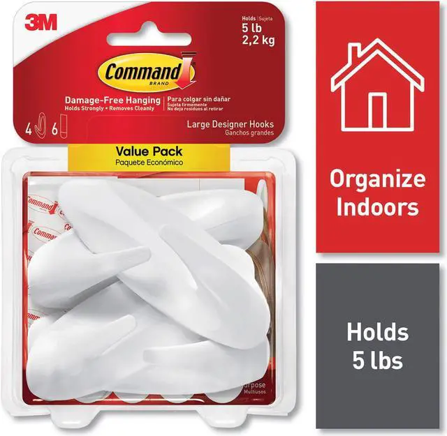 Alt view image 8 of 13 - Command Designer Large Plastic Hook, White, Pack of 4 (17083VP)