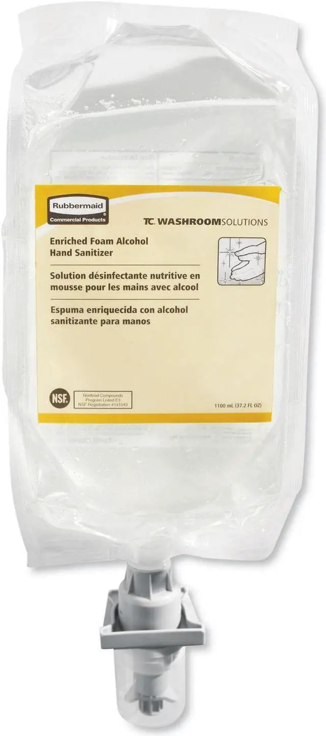 Alt view image 2 of 4 - Rubbermaid Commercial 2080802 AutoFoam Hand Sanitizer Refill, With Alcohol, Clear, 1000 mL, 4 / Carton
