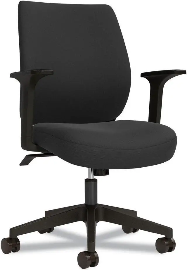 Main image of Essentials Fabric Task Chair with Arms, Supports Up to 275 lb, Black Seat/Back, Black Base
