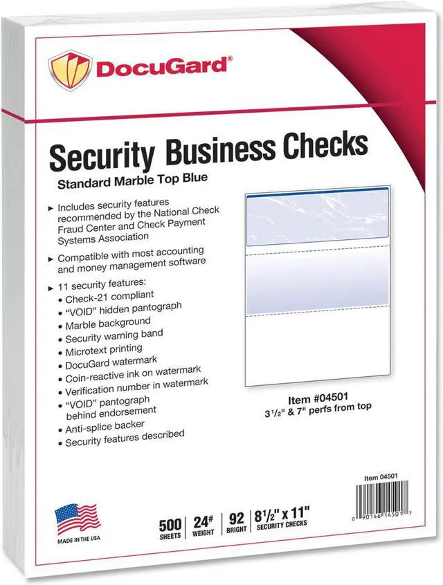 Alt view image 2 of 8 - Docugard Standard Security Check Blue Marble Top 24 lb Letter 500/Ream 04501