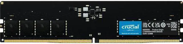 Alt view image 2 of 5 - Crucial 16GB DDR5 SDRAM Memory Module - For Desktop PC - 16 GB - DDR5-4800/PC5-38400 DDR5 SDRAM - 4800 MHz Single-rank Memory - CL40 - 1.10 V - OEM - Non-ECC - Unregistered - 288-pin - DIMM