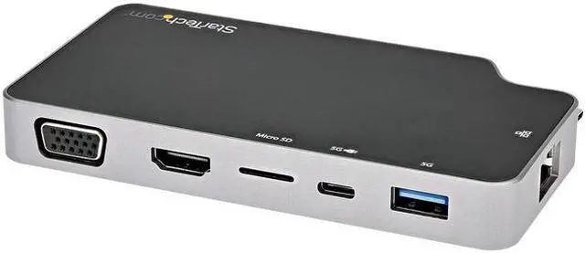 Main image of StarTech USB-C Multiport HDMI VGA USB MicroSD Mini Dock Adapter CDP2HVGUASPD