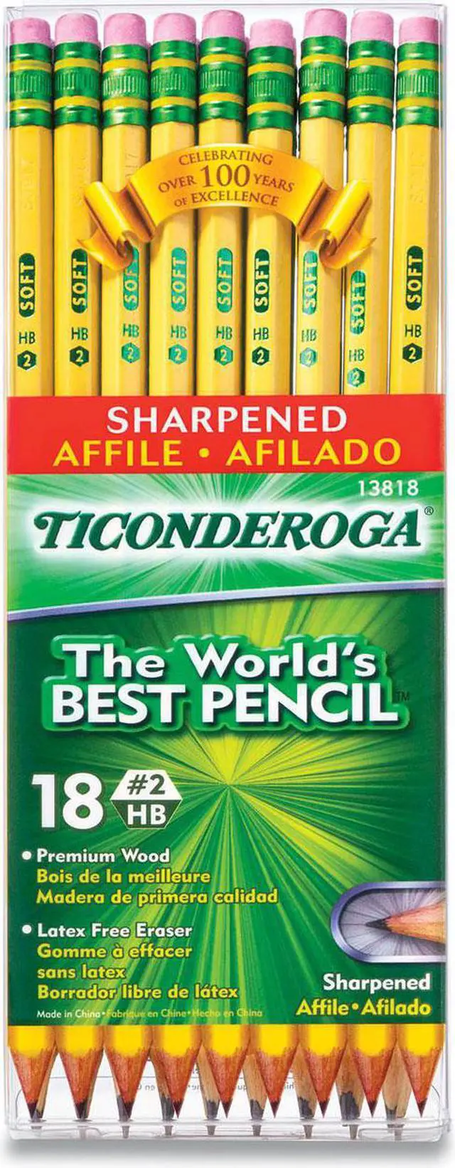 Alt view image 3 of 3 - Ticonderoga Pencils, Graphite #2, Yellow, 18-Pack