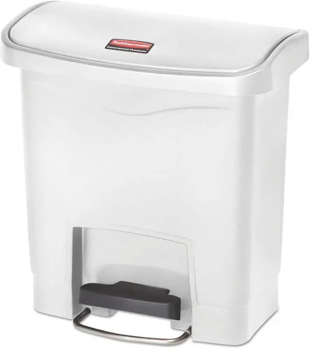 Alt view image 2 of 6 - Rubbermaid / Newell Brands - FG1883554 - Slim Jim Resin Step-On Container, Front Step Style, 4 gal, White