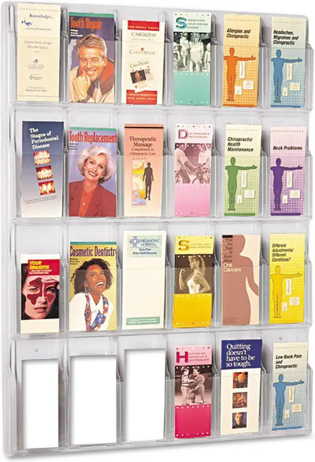 Alt view image 9 of 10 - Safco Reveal Clear Literature Displays 24 Compartments 30w x 2d x 41h Clear