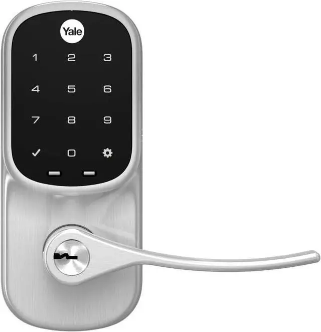 Alt view image 4 of 8 - Yale Assure Lever, Touchscreen Keypad Door Lever (for doors with no deadbolt) - Keyless entry with pin code unlocking and one-touch or Auto-Locking - Satin Nickel